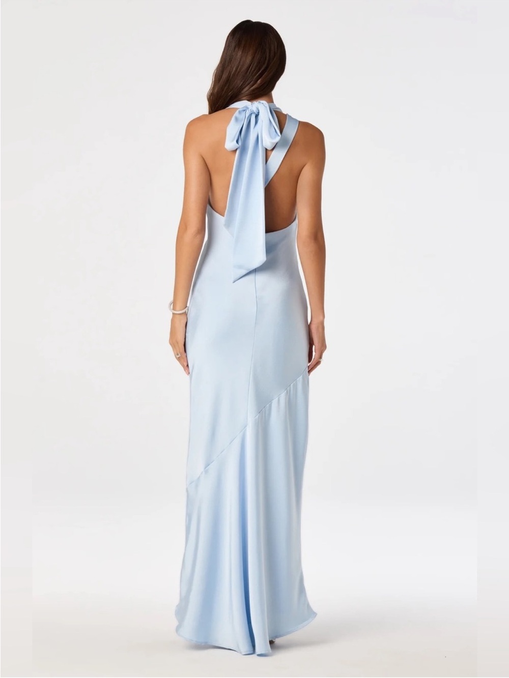 ASTR The Label Varya Satin Cowl Neck Formal Maxi Dress Size Medium Baby Blue - Picture 4 of 13